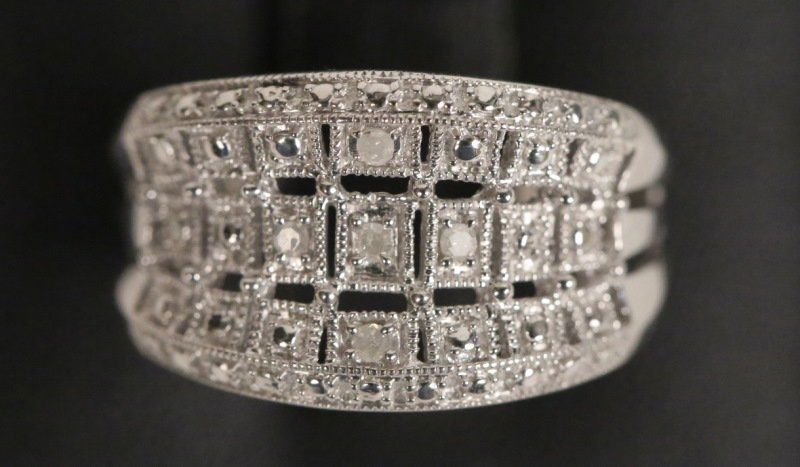 STERLING SILVER MICRO PAVE 1CT DIAMOND ESTATE RING (1 of 2)