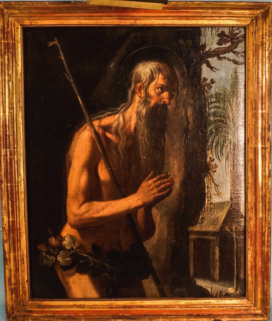 17th CENTURY "ST. JEROME" OIL ON CANVAS PAINTING: 17th CENTURY "SAINT JEROME" OIL ON CANVAS PAINTING. HAS BEEN RELINED. Height: 29 1/2 and 25 in. by Width: 24 1/2 and 20 in. in. by Depth: 1 1/2 in.