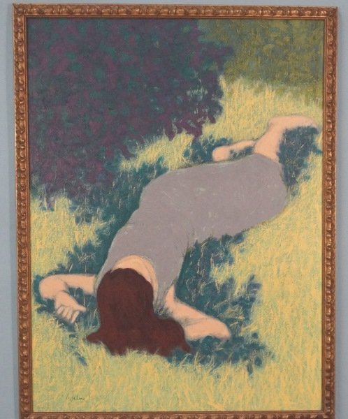 WILLIAM ANZALONE "GIRL IN THE GRASS" ACRYLIC ON CANVAS (1 of 2)