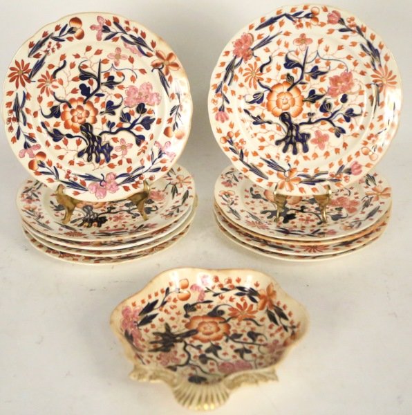 MIXED LOT OF 11 ANTIQUE IRONSTONE PLATES (1 of 3)