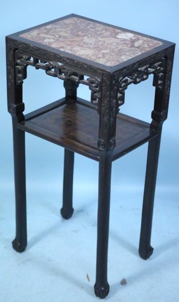 19th CENTURY CHINESE ROSEWOOD MARBLE TOP END TABLE (1 of 3)