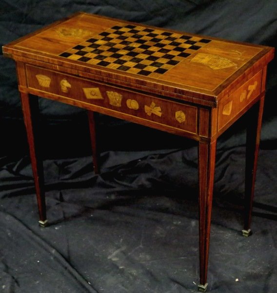ANTIQUE INLAID FOLD-OVER GAME TABLE (1 of 8)