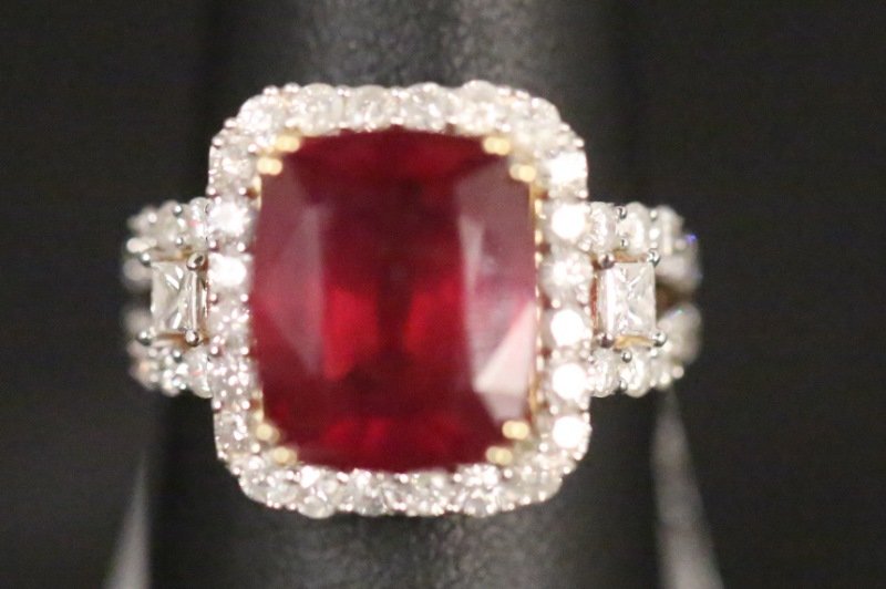 14KT YELLOW GOLD 7.94CT RUBY & 1.33CT DIAMOND RING (1 of 4)