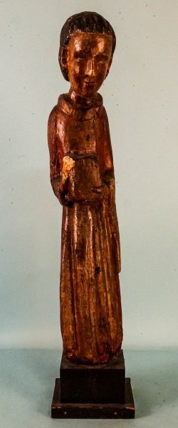 CIRCA 1500 WOOD CARVED & POLYCHROME SPANISH SANTO (1 of 4)