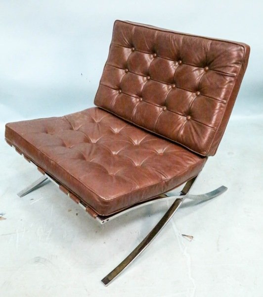 CIRCA 1970's BARCELONA KNOLL STYLE CHAIR: CIRCA 1970's BARCELONA KNOLL STYLE CHAIR. Height: 30 in. by Width: 30 in. by Depth: 32 in.