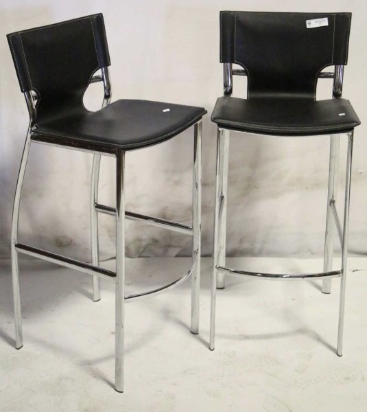 PAIR OF DANISH INSPIRATIONS LEATHER/CHROME STOOLS (1 of 1)