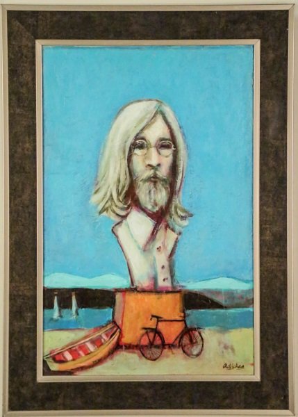 DAVID ADICKES "JOHN LENNON" ACRYLIC ON PANEL: DAVID ADICKES "JOHN LENNON" ACRYLIC ON PANEL. Height: 28 & 22 in. by Width: 20 & 14 1/2 in.