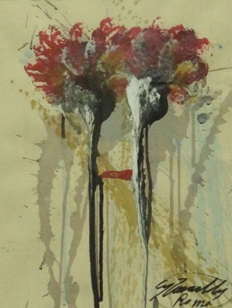 CY TWOMBLY ABSTRACT PAINTING ON PAPER (1 of 3)
