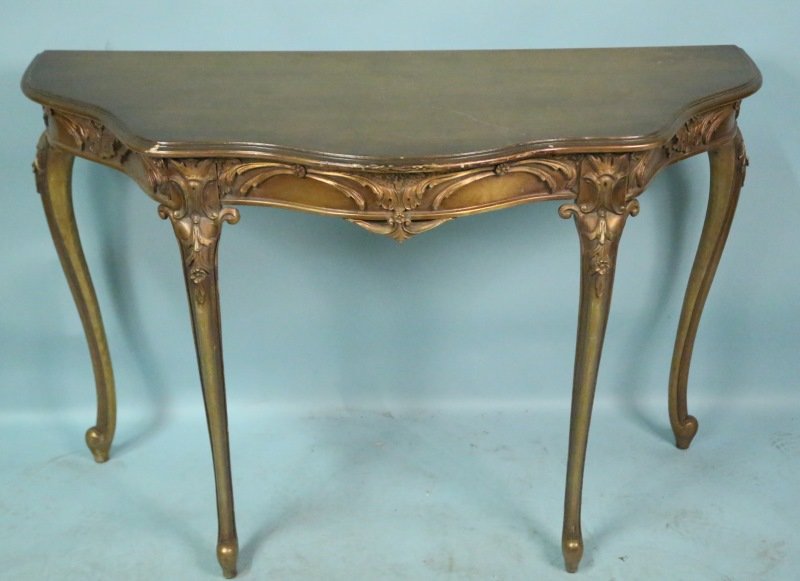 VINTAGE GILT FRENCH DEMILUNE CONSOLE TABLE (1 of 4)