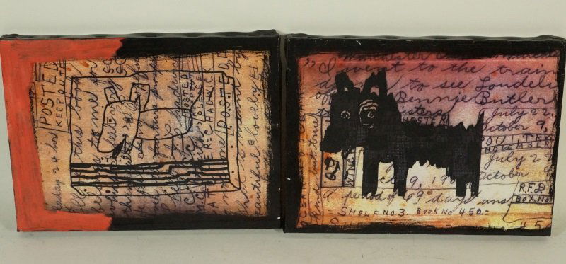 LOT OF TWO ABSTRACT DICK WRAY'S ON CANVAS (1 of 4)