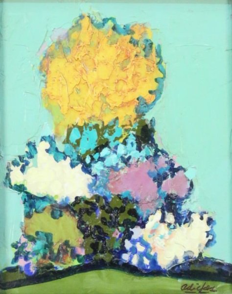 DAVID ADICKES "UNTILED" ACRYLIC ON PANEL, 1982: DAVID ADICKES "UNTILED" ACRYLIC ON PANEL, 1982. Height: 13 & 10 in. by Width: 11 & 7 1/2 in.