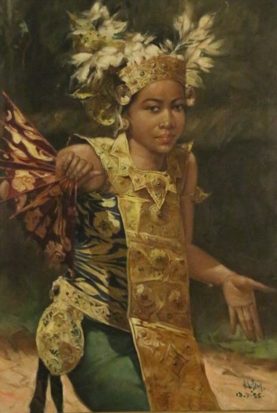 "THAI DANCER" OIL ON CANVAS PAINTING IN GILDED FRAME (1 of 3)