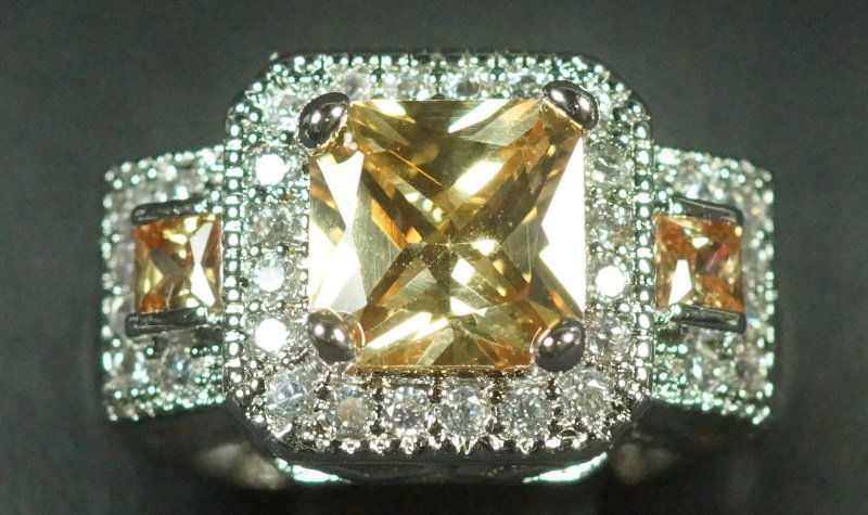 SQUARE CUT MORGANITE STERLING SILVER ESTATE RING (1 of 5)