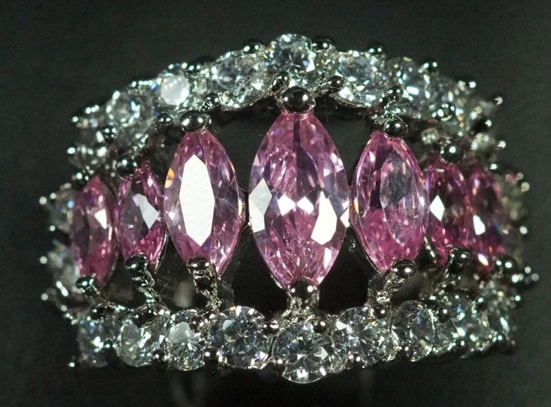 CUSTOM PINK & WHITE SAPPHIRE ESTATE RING (1 of 3)