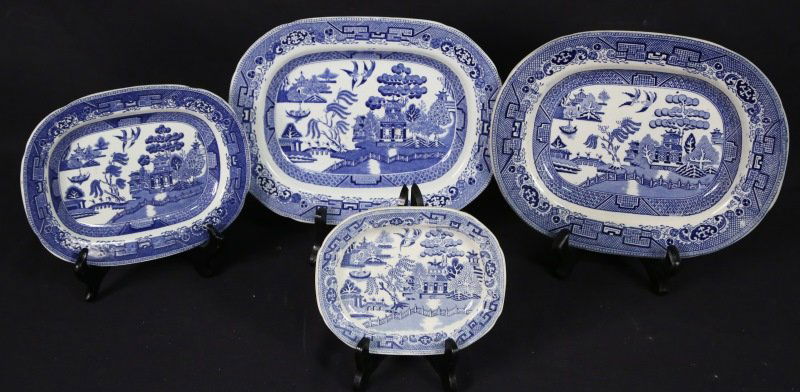 SET FOUR 19th C. RIDGWAY & SONS ENGLISH PLATTERS (1 of 3)