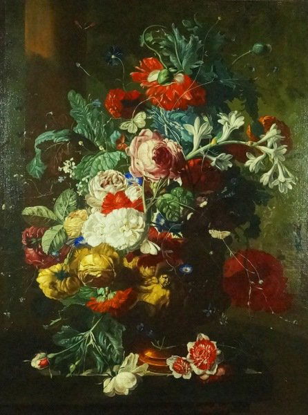 EARLY 20th C. DUTCH SCHOOL "FLORAL STILL LIFE" OIL (1 of 7)