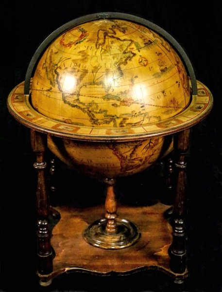 LARGE PAINTED WORLD GLOBE  ON STAND (1 of 6)