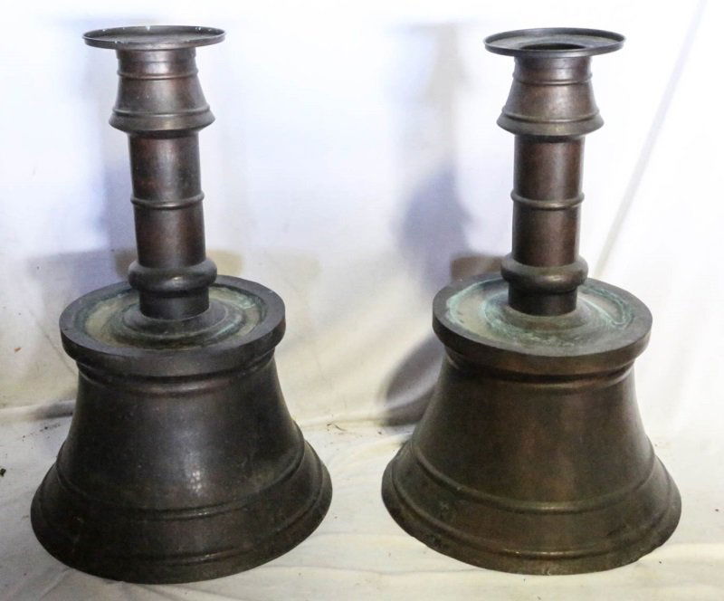 PAIR OF ANTIQUE TURKISH COPPER CANDLESTICKS (1 of 2)