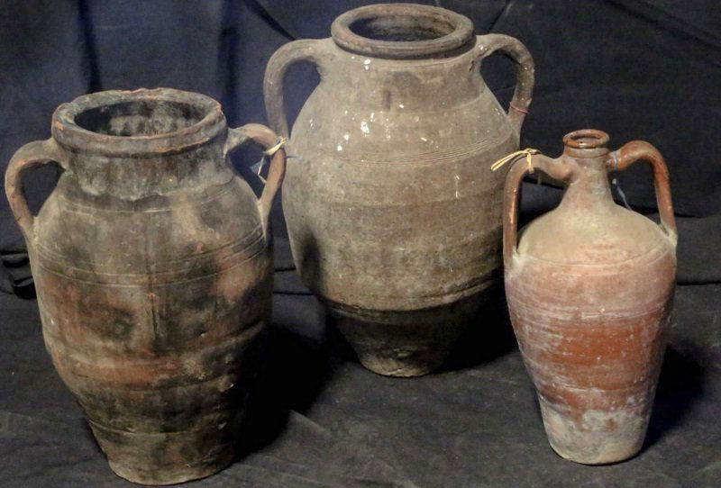 LOT OF THREE 19th CENTURY TERRACOTTA JARS (1 of 4)