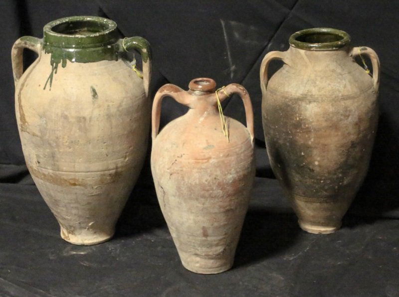 LOT OF THREE 19th CENTURY TERRACOTTA JARS (1 of 4)
