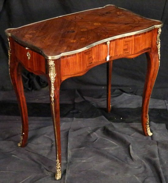 VINTAGE FRENCH INLAID WRITING TABLE (1 of 5)