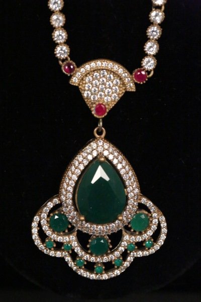 ESTATE EMERALD, RUBY & WHITE SAPPHIRE NECKLACE (1 of 2)