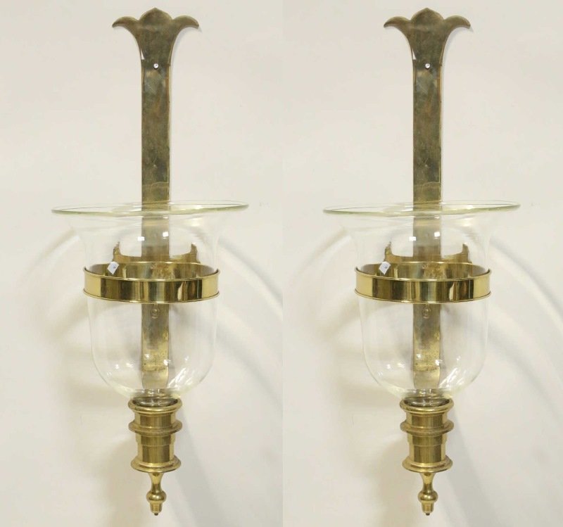 PAIR OF HURRICANE FLUTED WALL SCONCES (1 of 3)