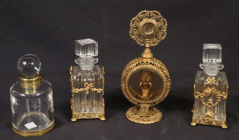 LOT OF FOUR CRYSTAL GILT BRONZE MOUNTED PIECES (1 of 3)