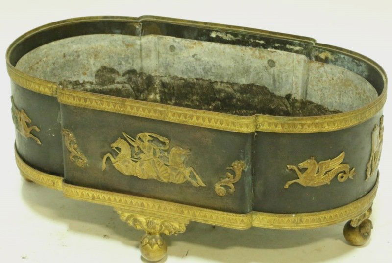CIRCA 1840 FRENCH TOLE JARDINIERE WITH GILT BRONZE (1 of 2)