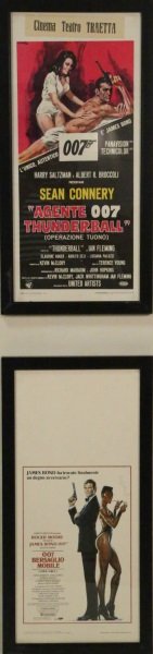 LOT OF TWO INTERNATIONAL 007 MOVIE POSTERS: LOT OF TWO INTERNATIONAL 007 MOVIE POSTERS. 1965 INTERNATIONAL MOVIE POSTER OF "THUNDERBALL" & 1985 INTERNATIONAL MOVIE POSTER OF "A VIEW TO KILL". Height: 30 in. by Width: 15 in. by Depth: 1 in.