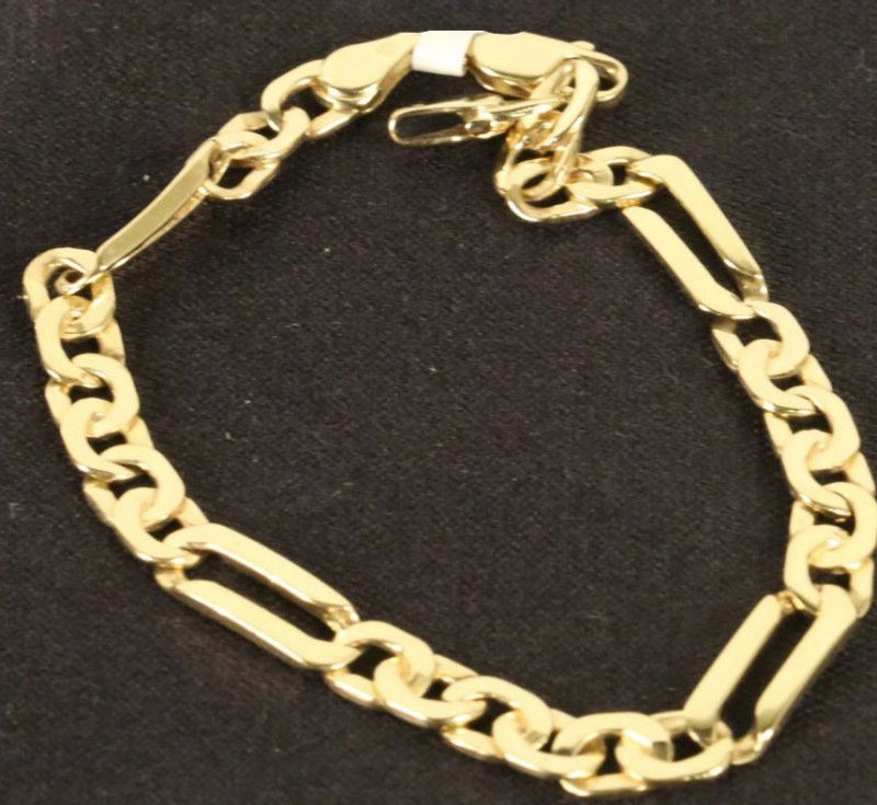 A STAMPED "14KT" GOLD MEN'S FIGARRO BRACELET (1 of 3)
