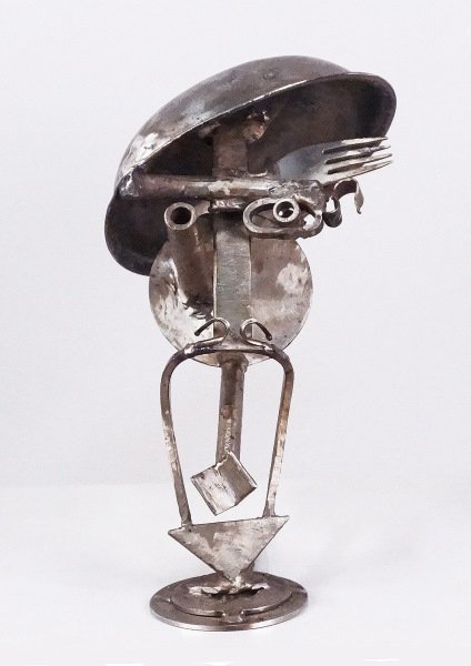 DON REDMAN "CHOW LINE" METAL SCULPTURE: DON REDMAN "CHOW LINE" METAL SCULPTURE. Height: 12 in. by Width: 9 in. by Depth: 6 1/2 in.