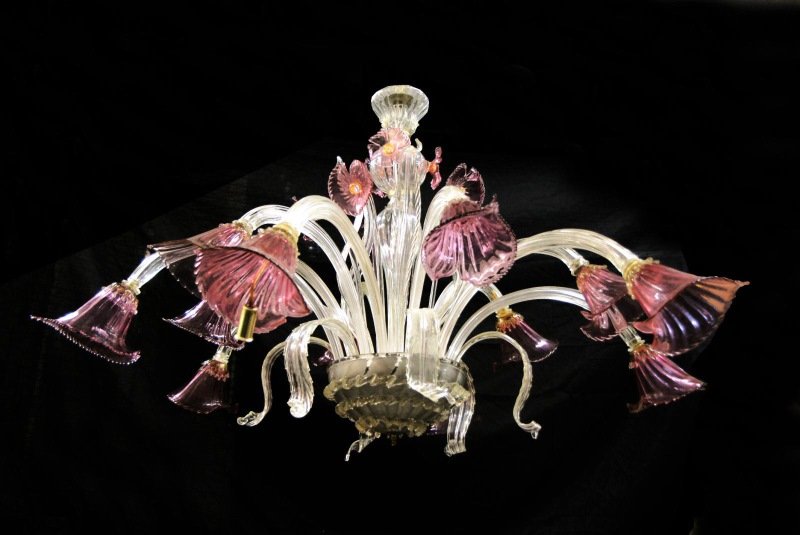 MURANO GLASS CHANDELIER, CIRCA 1930 VINTAGE MURANO GLASS CHANDELIER, CIRCA 1930 - MURANO GLASS CHANDELIER, CIRCA 1930