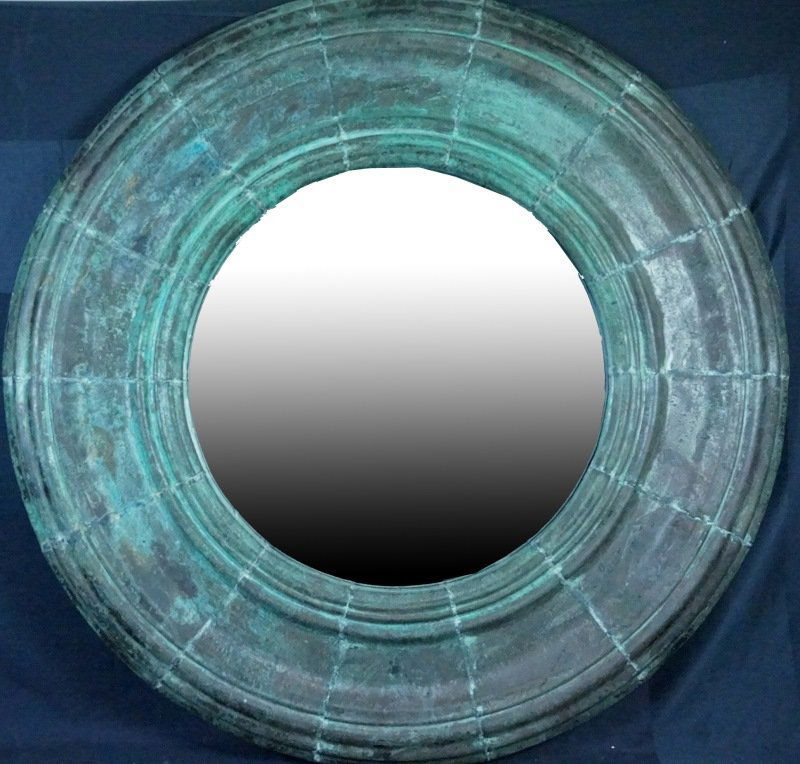 VINTAGE COPPER VERDIS FRAMED MIRROR (1 of 2)