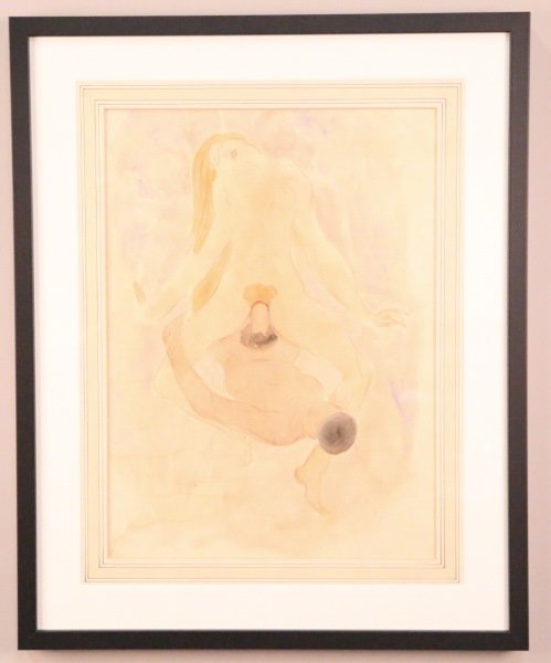 AUGUSTE RODIN "ENTWINED COUPLE" WATERCOLOR: AUGUSTE RODIN "ENTWINED COUPLE" WATERCOLOR. Height: 26 & 18 1/2 in. by Width: 21 & 13 1/2 in.