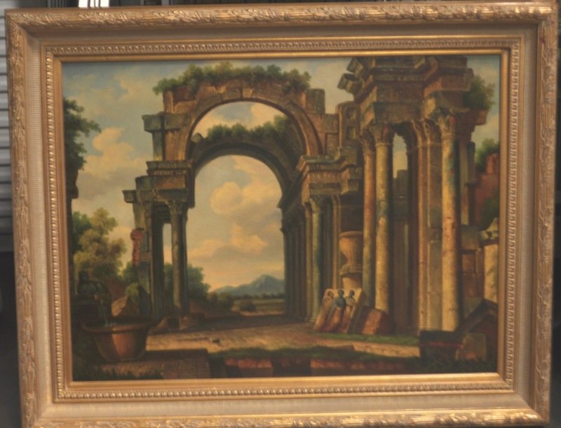 "CLASSICAL RUINS" OIL ON CANVAS PAINTING (1 of 1)