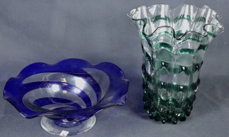 VINTAGE ART GLASS VASE & BOWL (1 of 2)
