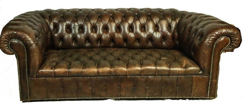 VINTAGE CHESTERFIELD BUTTON-TUFTED LEATHER SOFA (1 of 4)
