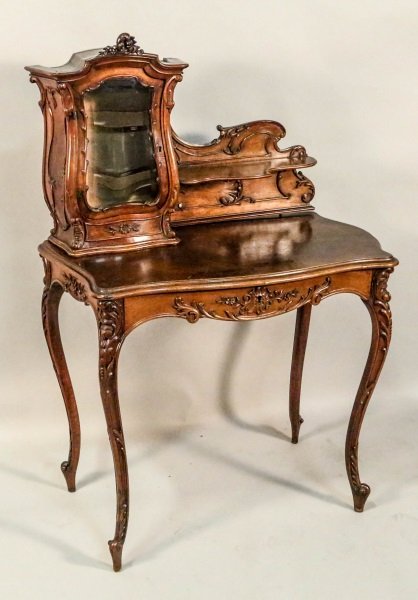 LOUIS XV STYLE WALNUT TABLE DESK AND CHAIR (1 of 2)