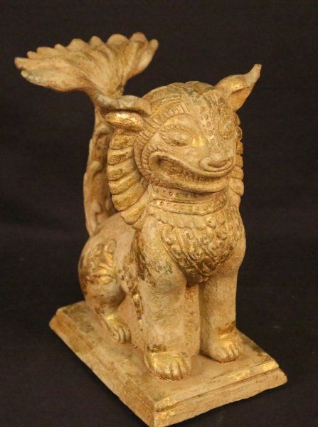 CARVED AND GOLD LEAF COMPOSITION FOO DOG AND FISH (1 of 2)