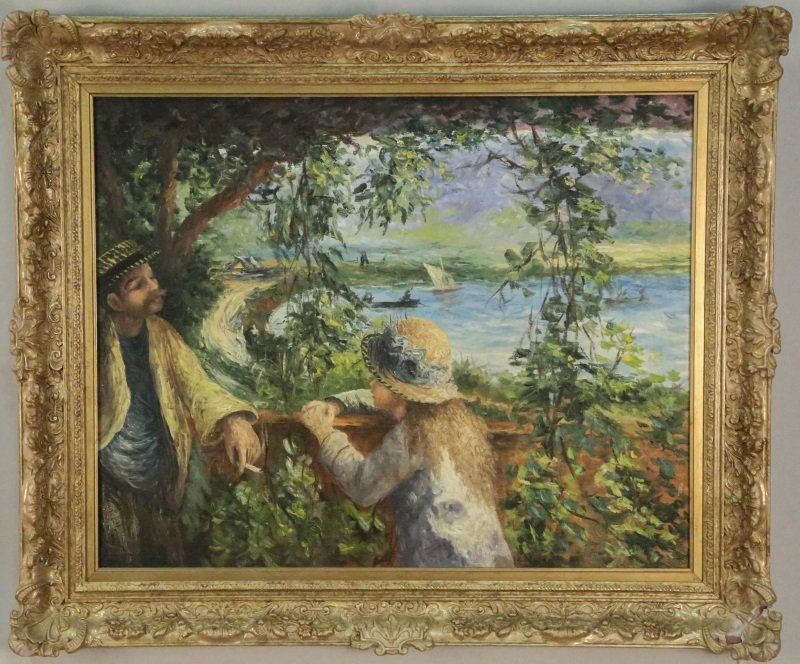 ELMYR DE HORY "GENTLEMAN & YOUNG GIRL" OIL ON  CANVAS. (1 of 3)