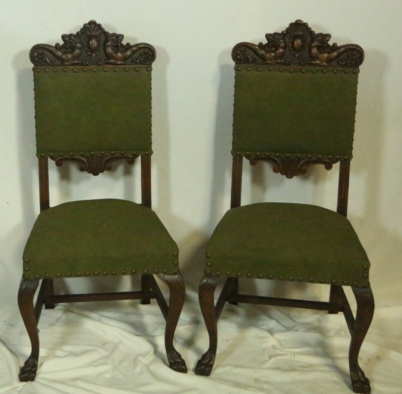 SET OF FIVE ANTIQUE GOTHIC REVIVAL DINING CHAIRS: SET OF FIVE ANTIQUE GOTHIC REVIVAL DINING CHAIRS. FOUR SIDE CHAIRS & 1 ARM CHAIR. Height: 45 in. by Width: 24 in. by Depth: 20 in.