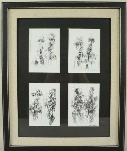 DAVID ADICKES FOUR INK DRAWINGS, 1964: DAVID ADICKES FOUR INK DRAWINGS, 1964. Height: 17 in. by Width: 14 in.