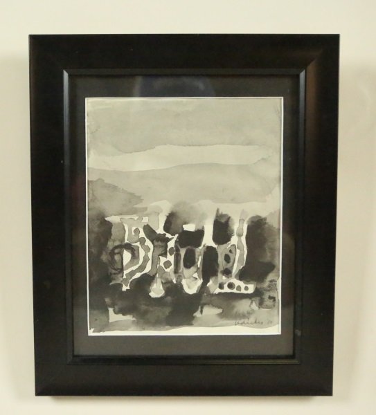 DAVID ADICKES "JAPAN" WATERCOLOR, 1959: DAVID ADICKES "JAPAN" WATERCOLOR, 1959. Height: 12 & 8 in. by Width: 10 & 7 in.