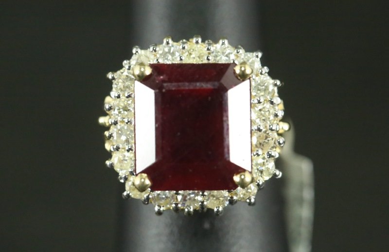 14KT GOLD 15.54 CT RUBY & 1.33 CT DIAMOND RING (1 of 5)