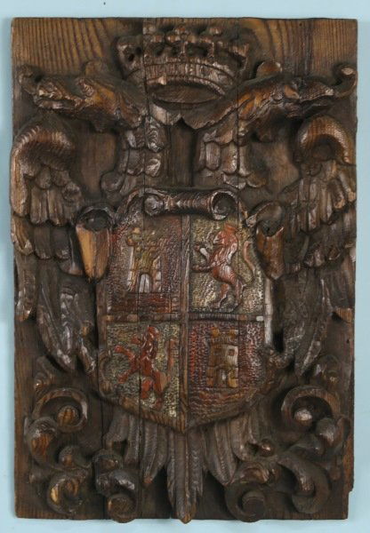 18th C. CARVED PANEL OF THE COAT OF ARMS/HABSBURG (1 of 3)