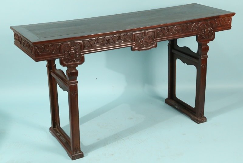 SHUEIN ZHI ROSEWOOD ALTAR TABLE: SHUEIN ZHI ROSEWOOD ALTAR TABLE. Height: 33 in. by Width: 61 in. by Depth: 19 in.