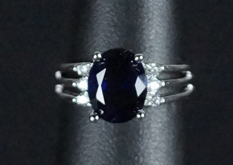 BLUE & WHITE SAPPHIRE STERLING SILVER RING (1 of 2)