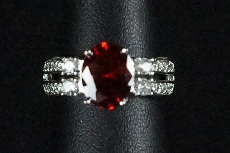 RUBY & WHITE SAPPHIRE STERLING ESTATE RING (1 of 3)