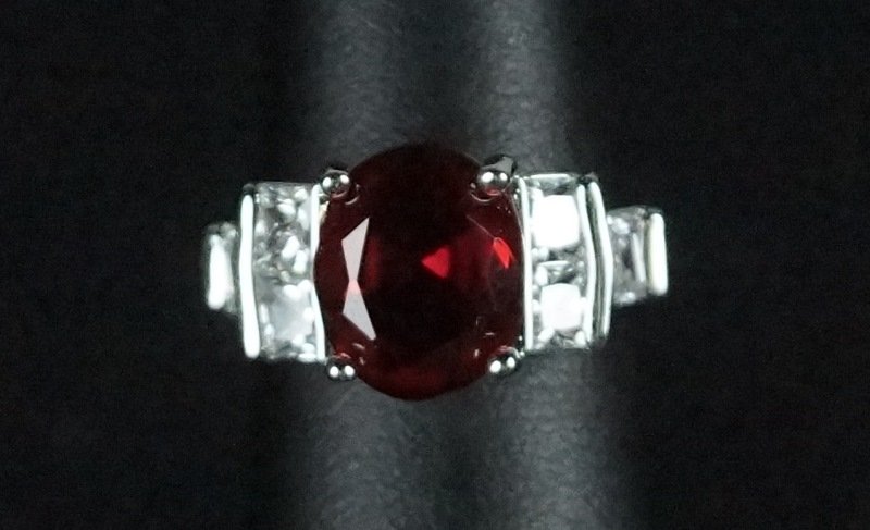 RUBY & WHITE SAPPHIRE ACCENT STERLING SILVER RING (1 of 2)